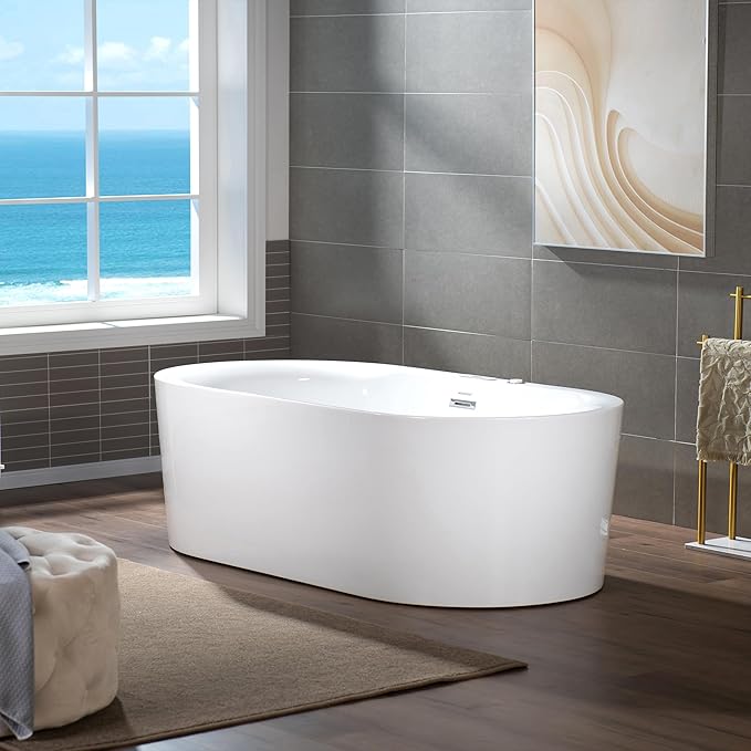 WOODBRIDGE 72" x 35-3/8" Whirlpool and Air Bath Heated Soaking Combination Tub with Adjustable Speed Air Blower and Display Control Panel,BJ-600