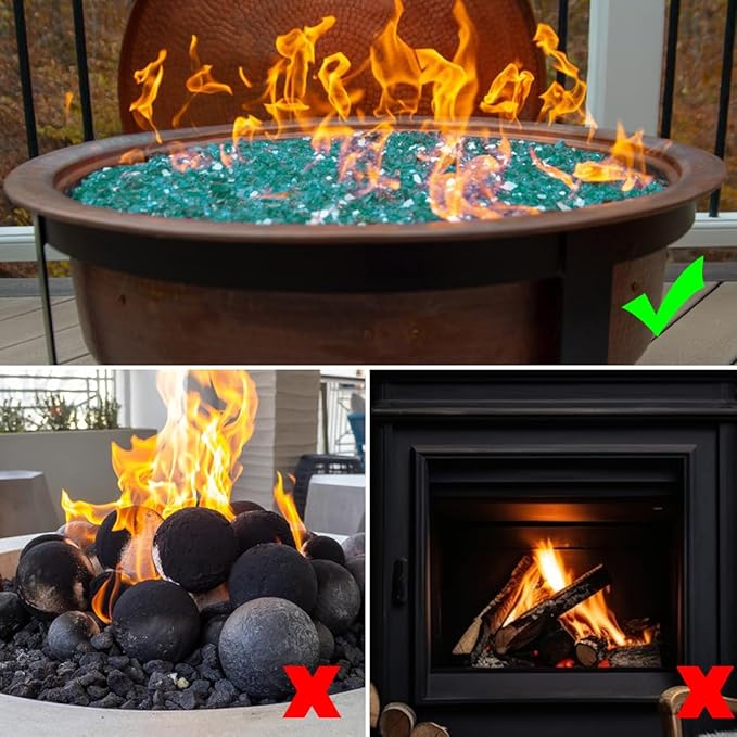 Fire Glass for Propane Fire Pit, 1/2 Inch High Reflective Fireplace Glass Rocks for Fire Pit Table, Fire Pit Glass Rocks for Outdoor Fire Table and Landscaping, 5 lbs, Light Green