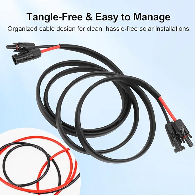 XRDS -RF Solar Panel Cable 40FT, 10AWG Solar Extension Cable with Male & Female Solar Connectors, Flame-Retardant Protective Sleeving Solar Cable, Weatherproof PV Wire for Solar Panel Connection