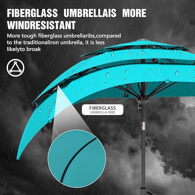 Patio Umbrellas, Pool Umbrella, Outdoor Umbrella with Push Button Tilt/Crank, Deck Umbrellas, Market Umbrela Table for Backyard, Deck, Garden, Pool