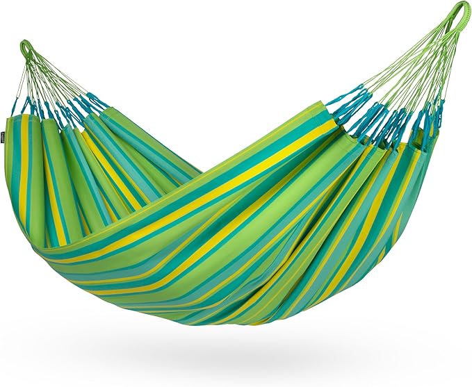 La Siesta Large Double Brisa Classic Hammock - Outdoor & Indoor Hammock Swing, Handmade, Weather & Tear Resistant, Lime