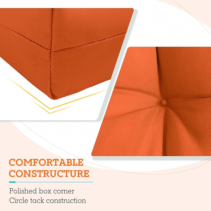 EAGLE PEAK Tufted Outdoor/Indoor High Back Patio Chair Cushions, Set of 4, 46'' x 22'', Burnt Orange