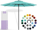 Midtown Umbrellas Push Pop Sunbrella Umbrella 9 Feet Outdoor Umbrella in Aruba Fabric - Patio Umbrella, Backyard Umbrella, Garden Umbrella, Picnic Table Umbrella & Pool Umbrella - Black Pole