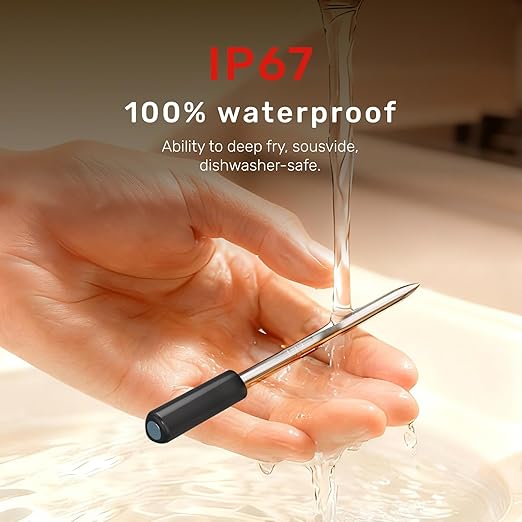 Pro WiFi Wireless Meat Thermometer Digital, Bluetooth Meat Thermometer Wireless, Smart App Monitoring, IP67 Waterproof Meat Probe Thermometer for BBQ, Oven, Grill, Smoker