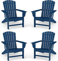 BRIOPAWS Adirondack-Chairs-Set of 4 | Fire Pit Chair | Oversized | HDPE Plastic | Weather Resistant | for Deck Outdoor Poolside Campfire | Blue