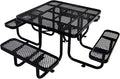 KUFUH 46" Square Metal Picnic Table for 4-8 Person, Durable Heavy Duty Commercial Picnic Table with Umbrella Hole for Outdoor Coffee Shop, School, Hospital, Easy to Install, Black