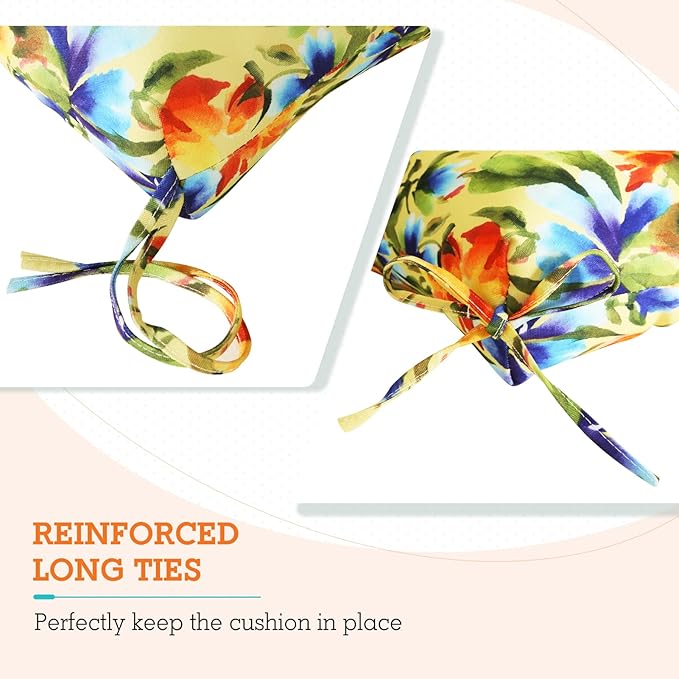 EAGLE PEAK Tufted Outdoor/Indoor High Back Patio Chair Cushions, Set of 2, 46'' x 22'', Floral