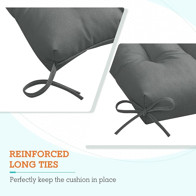 EAGLE PEAK Tufted Outdoor/Indoor High Back Patio Chair Cushions, Set of 2, 46'' x 22'', Gray