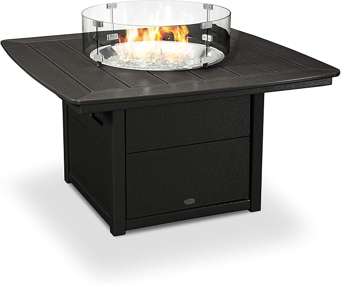 POLYWOOD® Nautical 42" Fire Pit Table in Black