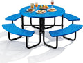 Rueekfil 46" Coated Picnic Table with Umbrella Hole, Heavy Duty Commercial Picnic Table for Outdoors, Family & Party Ready for School Camping, Round, Blue