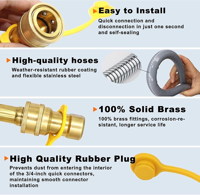 48 Feet 1/2-Inch ID Natural Gas Hose with Quick Connect Fitting for weber, charbroi, Grill, Pizza Oven, Patio Heater and More NG Appliance, Propane to Natural Gas Conversion Kit - CSA Certified