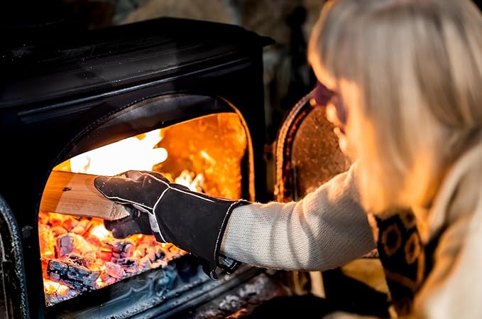 RAPICCA Welding Gloves 16IN Heat & Fire Resistant Leather for Stick MIG TIG Flux-Core Welder, Forge, Blacksmith, Fireplace, Wood Stove, Fire Pit, Furnace, Dry Ice Handling – Black – 662°F Protection