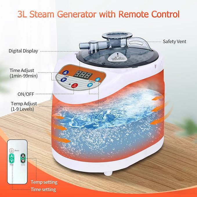 ZONEMEL Portable Steam Sauna, Full Body Home Sauna Spa, 1 Person or 2 Person Share Saunas, 3L Steam Generator with Remote Control (Black, L 33.5”x W 32.3”x H 41.7”)
