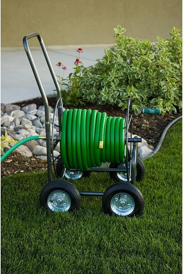 Yard Butler 4-Wheeled Hose Truck, 400' Metal Hose Caddy, Suitable for Gardens, Lawns and Fields
