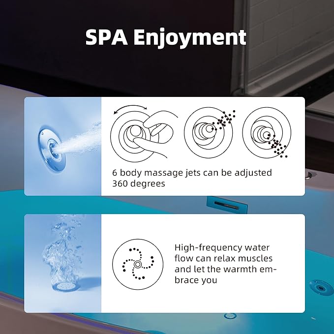 WOODBRIDGE 72" x 35-3/8" Whirlpool and Air Bath Heated Soaking Combination Tub with Adjustable Speed Air Blower, Tub Filler and Display Control Panel, White,BJ-600+F0041