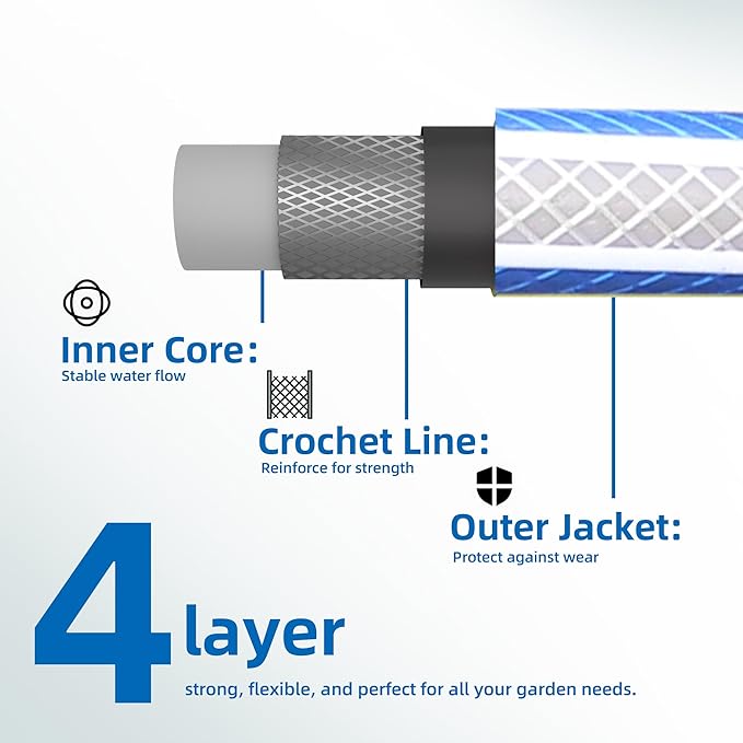 Short Leader Garden Hose 3/4 in. x 10 ft. -Heavy Duty Durable Flexible Lightweight PVC Water Pipe for Lawn Care, Reel Cart & Equipment Connection -Kink Free, No Leaking, Female to Female Fittings