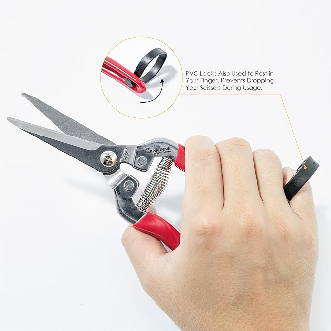 Gardeness 12 PCS Straight SK5 Steel Pruning Shear Garden Scissor Flower Leaf Trimmer Floral Fruits Picking Ultra Sharp Gardening Snips Bonsai Cutter Durable Effort-saving Clippers, Hand Pruners