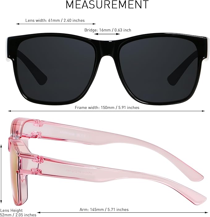 ANDWOOD Fit Over Glasses Polarized Sunglasses for Women Men Oversized Square Shades UV400 Protection