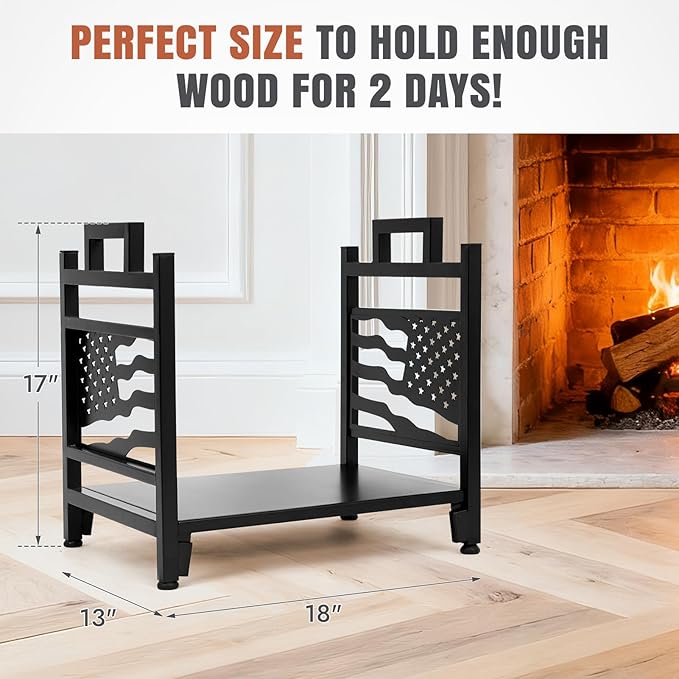 INNO STAGE Firewood Log Rack, Iron Wood Lumber Storage Holder for Fireplace, Heavy Duty Log Storage Bin for Firepit Stove Accessories Indoor - Perfect Construction - No Any Screw to Install