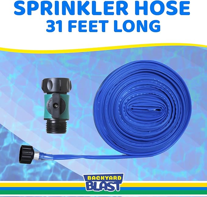 BACKYARD BLAST 31’ Sprinkler Hose, Water Slide Accessory and Lawn Sprinkler