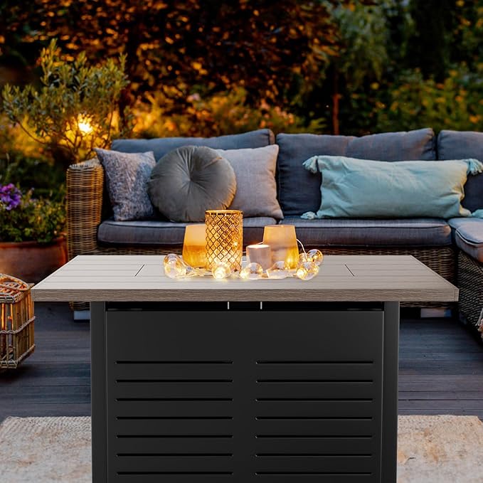 42'' Propane Fire Pit Table – 50,000 BTU Outdoor Gas Fire Pit for Patio, Deck, and Garden, CSA Certified Multipurpose Fire Table with Cover and Lava Rock