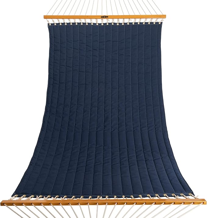 Original Pawleys Island Large Spectrum Indigo Sunbrella Quilted Hammock – 13 ft. x 55 in., 2-Person, 450 lb Capacity, Oak Spreader Bar, Handcrafted in The USA