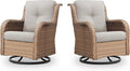 Belord Outdoor Swivel Rocker Patio Chairs - 360 Degree Swivel Glider Seating 350LBS Weight Capacity Wicker Rocking Chairs Set of 2 with Removable Cushion for Porch Balcony Deck, Yellow/Beige