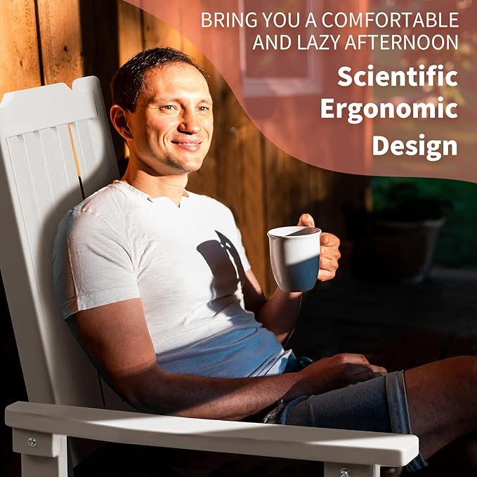 Outdoor Rocking Chair, Oversized All Weather High Back Porch Rocker, Patio Rockers for Outside