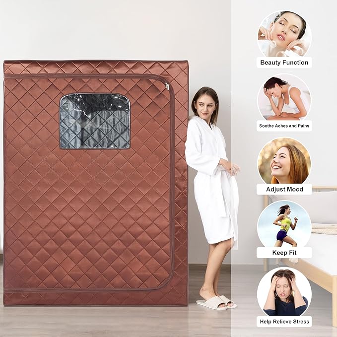 2 Person Portable Infrared Sauna, Oversize Full Body Home Sauna Spa for Relaxation & Detox, Dry Heated Saunas Tent with Remote Control, 2 Foldable Sauna Chairs(L 47.24" x W 35.43" x H 62.99")