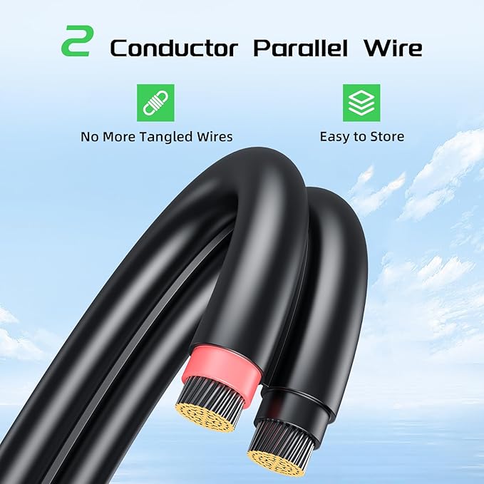Bateria Power 30 Feet 8AWG Solar Panel Extension Cable, 10mm² Twin Wire Conductor Parallel Solar Wire Adapter Kit with Waterproof Female & Male Solar Connectors for RV, Marine, Photovoltaic Systems