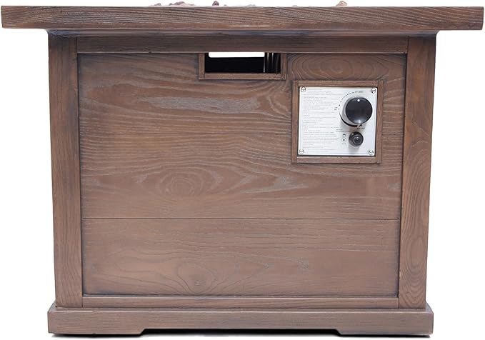 Outdoor Propane Fire Pit Table for Outside Patio, 32 Inch MGO Fire Pit Table, Square Gas Fire Pit for Garden, Poolside, Backyard, 40,000 BTU, Tank Inside, Dark Brown