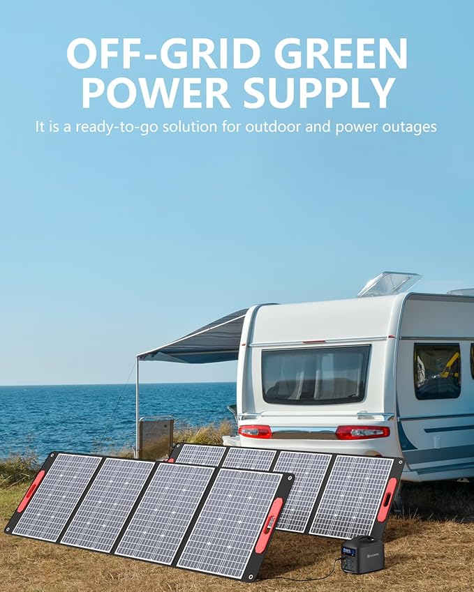 ELECAENTA 200W Portable Solar Panel for Power Station, 25% High Efficiency, Ultra Light with Kickstands, 20V/10A Foldable ETFE Solar Charger for Camping RV Trip Outdoor Home Backup Off Grid