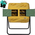 Werph Updated 43 Gallon Dual-Chamber Compost Bin, Fast Assembly Outdoor Compost Tumbler, Rotating Batch Composter Bin with Gloves for Garden, Kitchen, and Yard