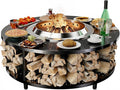 Fire Pit Surround Tabletop for Solo Stove Yukon 1.0 & 2.0, 48" Fire Pit Surround Tabletop with Wood Storage Shelf,Powder-Coated Steel Surround Tabletop with Extra Space