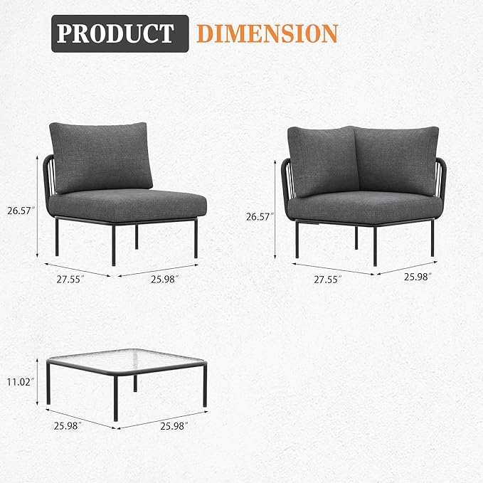 7 Piece Modern Outdoor Rope Wicker Sectional Patio L-Shaped Conversation Sofa Set Deep Seating with Thick Cushions
