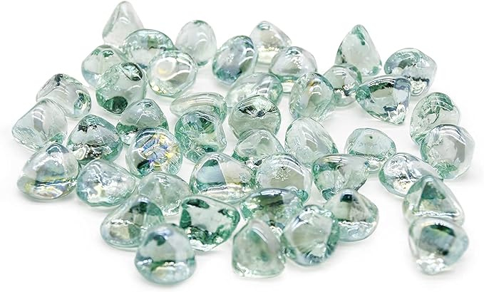 GasSaf 20-Pound 1 inch Diamonds Fire Glass for Gas or Propane Fire Pit Fireplace & Landscaping (Crystal Ice Luster)