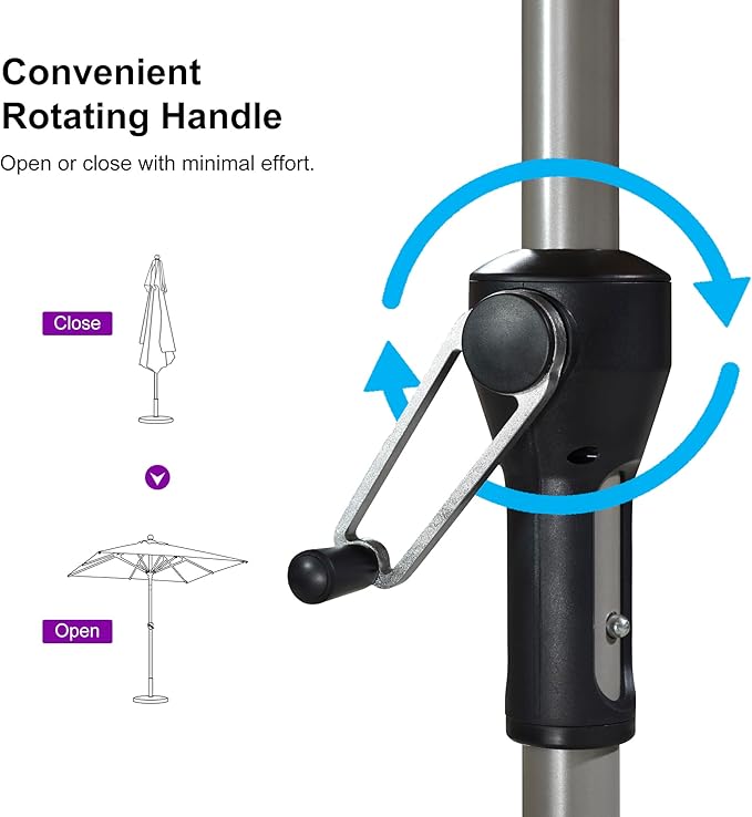 PURPLE LEAF 6' x 6' Square Patio Umbrella with Tilt Adjustment, Outdoor Table Umbrella Champagne Aluminum Frame, Market Umbrella Pool Umbrella for Deck Garden, Patio, or Poolside