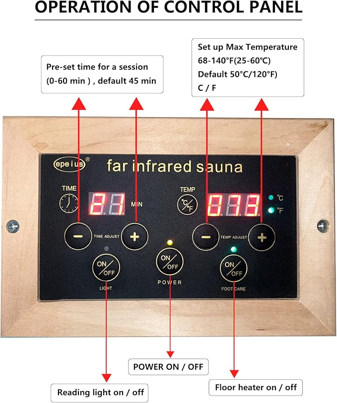 2 Person Infrared Sauna, Low EMF FAR Infrared Sauna for Home, 1500 Watts Canadian Hemlock Indoor Saunas with LED Reading Lamp, LCD Display-Control, Blue-Tooth Audio