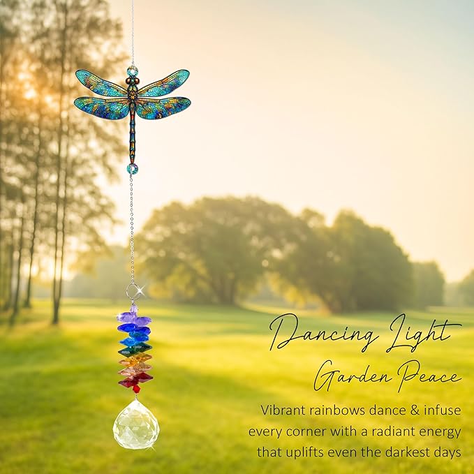 GIFTELIX Christmas Ornaments - Dragonfly Gifts - Dragonflies Decor - Christmas Birthday Gifts for Women, Men - Dragonfly Suncatcher - Remembrance Ornament - Rainbow Maker - Hanging Decor