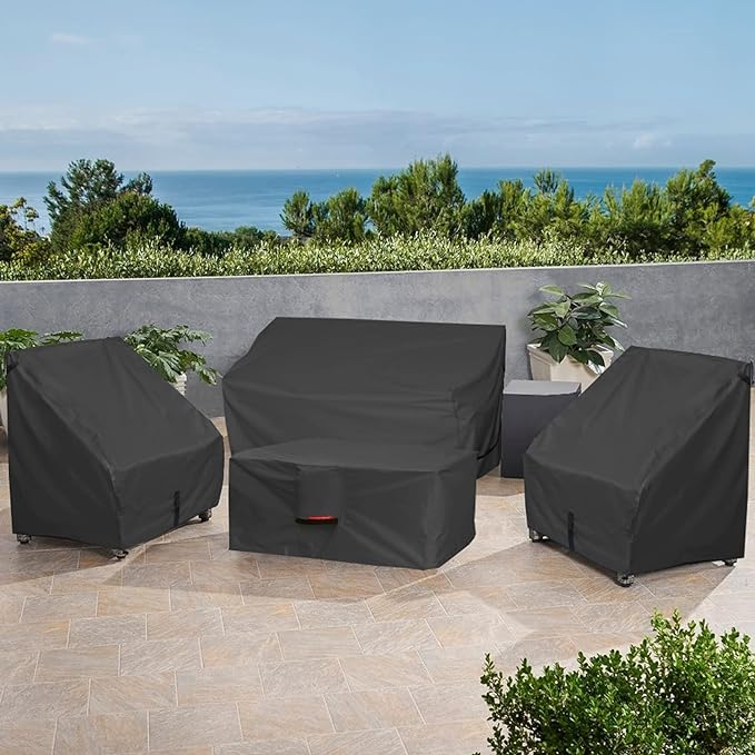 Porch Shield Patio Fire Pit Cover - Waterproof 600D Outdoor Rectangular Fire Table Cover Deck Box Protector - 58 x 24 inch, Black