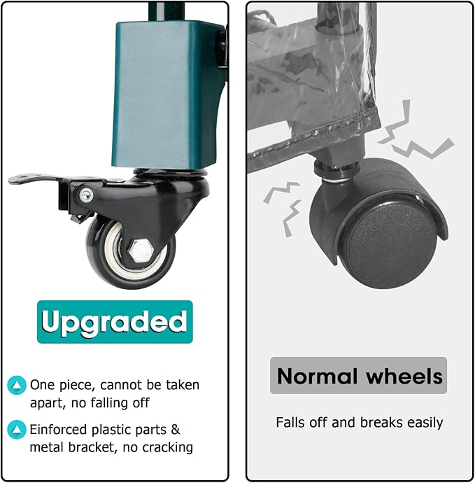 Worth Garden 5 Tier Mini Greenhouse w/ Castors Wheels - Portable Small Gardening Green House w/ PE Cover - Upgraded Heavy Duty Swivel Castors w/ Brakes - 76''H x 27''L x 19''W Indoor & Outdoor