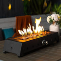 Zateety 28" Propane Gas Fire Pit Table - 40000 BTU Rectangular Alloy Steel FirePits, Anti-Rust Finish & CSA Certified with Glass Windshield and Lava Rocks for Outdoor Patio Deck Garden Balcony -Black