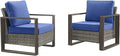 Rilyson Wicker Outdoor Patio Chairs Set of 2, Rattan Patio Furniture Chairs with Sturdy Frame,All-Weather PE Wicker,Wide Armrest,Deep Seating and Thick Cushions for Deck Porch Garden(Mixed Grey/Blue)