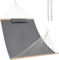 Lazy Daze Hammocks 12 FT Sunbrella Fabric Hammock not Fading with Spreader Bars and Free Pillow Fits for 2 Persons, All Weather and Fade Resistant for Patio Yard, 450 lbs Capacity, Cast Slate
