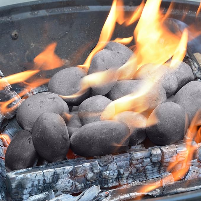 Stanbroil 24pcs Light Weight Ceramic Fiber Pebble Stones for Fire Pit and Fireplace - Grey