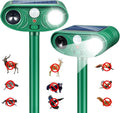 Solar Ultrasonic Animal Repellent Outdoor 2 Pack Cat Rabbit Squirrel Dog Deer Repellent Devices Coyote Skunk Raccoon Fox Deterrents Light Animal Repeller with Motion Sensor for Yard Garden