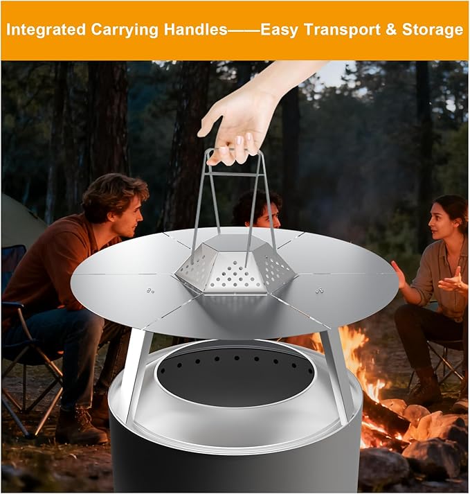 Heat Deflector for Solo Stove Bonfire 19.5",304 Stainless Steel Heat Diffuser with Handle&Legs,Heat Radiation for Wider Warmth Area,Compatible with Bonfire 19.5"Outdoor Fire Pits,for Backyard,Camping