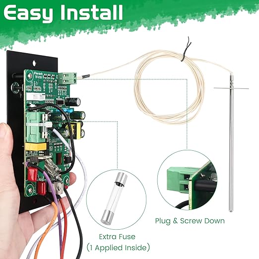 Control Panel Replacement for Traeger BAC236 Controller Digital Elite Thermostat BAC365 Wood Pellet Smoker with 7" RTD Temperature Probe Sensor BAC194 Grill Accessories