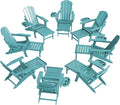 Adjustable Adirondack Chair with Retractable Ottoman Set of 8, HDPE Folding Adirondack Chair with Cup Holder, All Weather Fire Pit Chair for Outdoor.