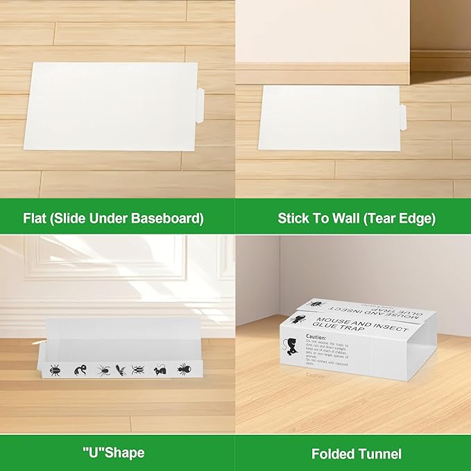 36Pack Mouse & Insect Traps Indoor for Home - Glue Traps for Mice Roach Ant Snake Rats Rodents, Sticky Adhesive Tray with Non-Toxic & Safe, Easy to Use - Versatile Placement for Home, Office